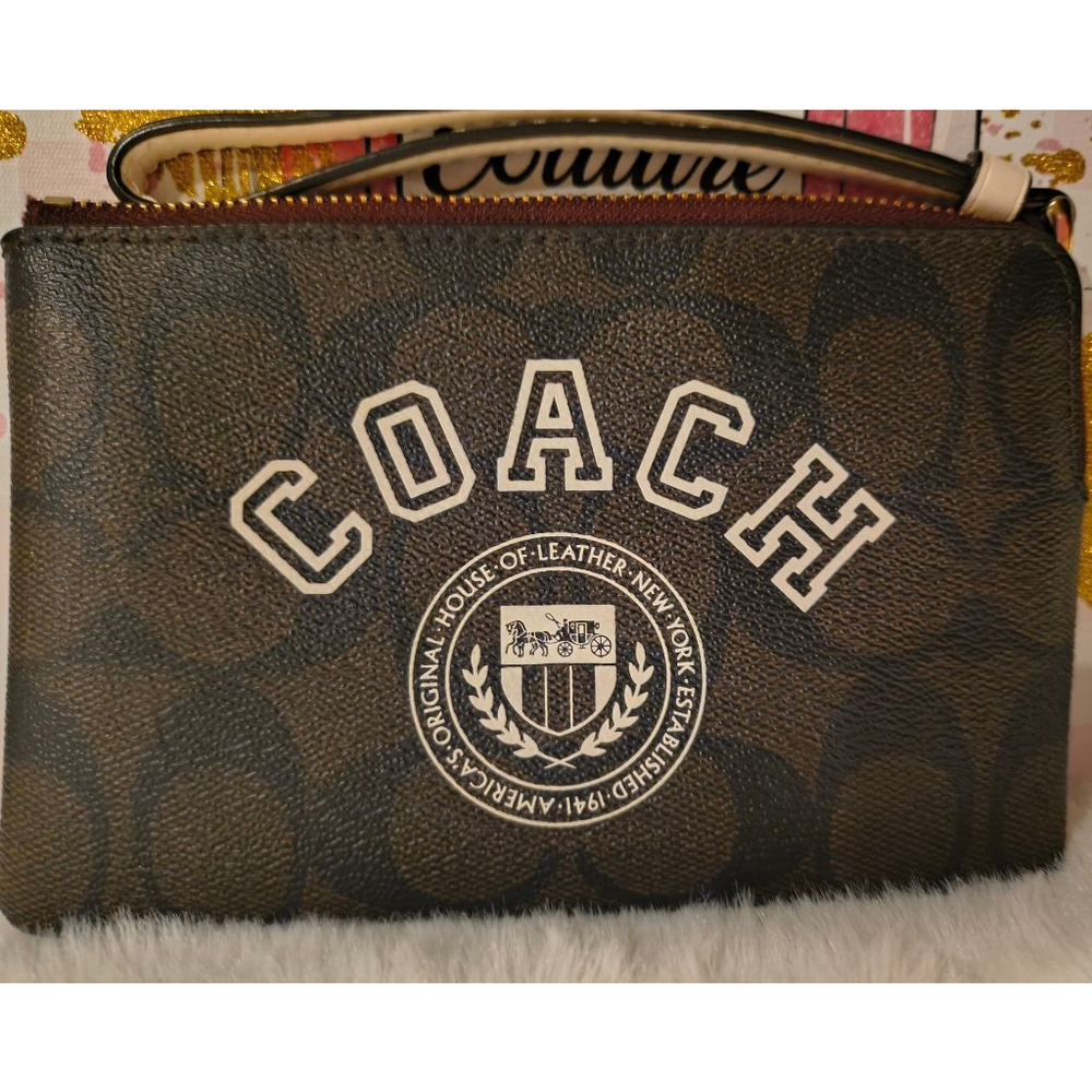 Coach Brown Signature Logo Wristlet - Picture 6 of 8